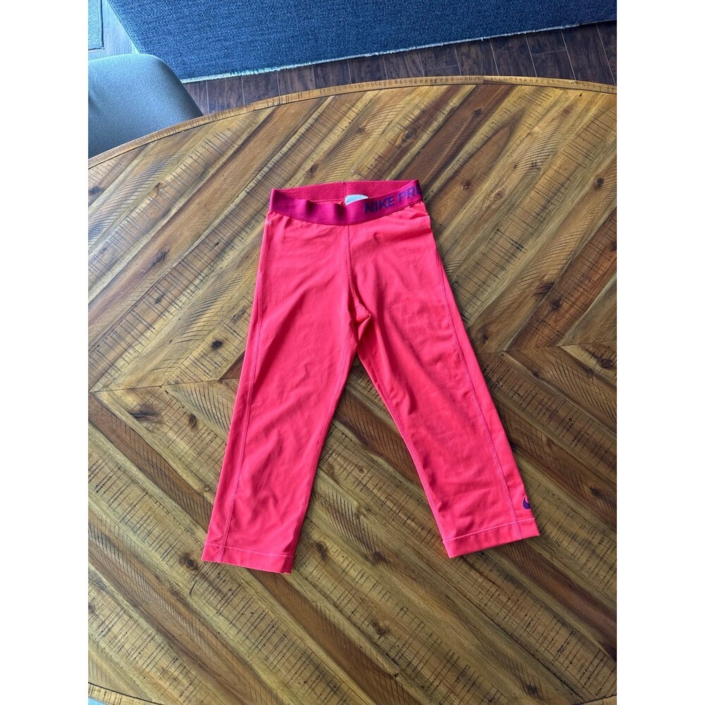 Nike Pro Hypercool Dri-FIT Capri Leggings Coral Neon Orange Women's Size XS